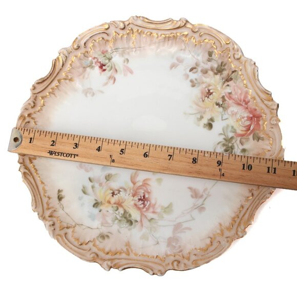 Antique Limoges France Porcelain Gold Gilt Floral Serving Plate Platter Coiffe - Picture 5 of 9
